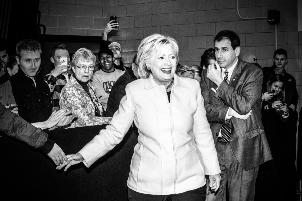 Hillary Clinton arrives at her rally in Des Moines, Ia., Jan. 29, 2016. (Photo by Mark Peterson/Redux for MSNBC)