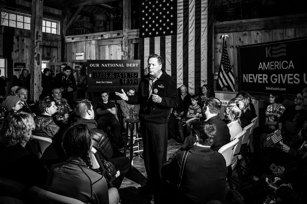Gov. John Kasich holds a rally in Hollis, N.H. on Feb. 2, 2016. (Photo by Mark Peterson/Redux for MSNBC)