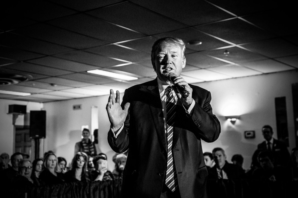 Republican presidential candidate Donald Trump campaigns in New Hampshire on Feb. 8, 2016 ahead of the primary. (Photo by Mark Peterson/Redux for MSNBC)