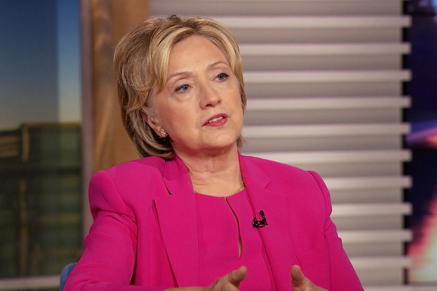 Democratic presidential candidate and former Secretary of State Hillary Clinton appears on 