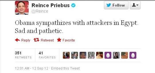Romney and RNC chair lash out at Obama over embassy attacks