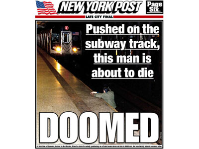 The controversial cover of the New York Post, featured on newstands Dec., 4, 2012.