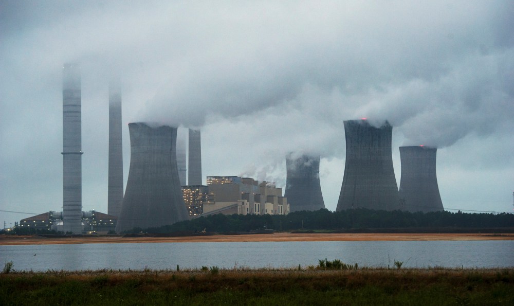 The coal-fired Plant Scherer is shown in operation early Sunday, June 1, 2014, in Juliette, Ga.