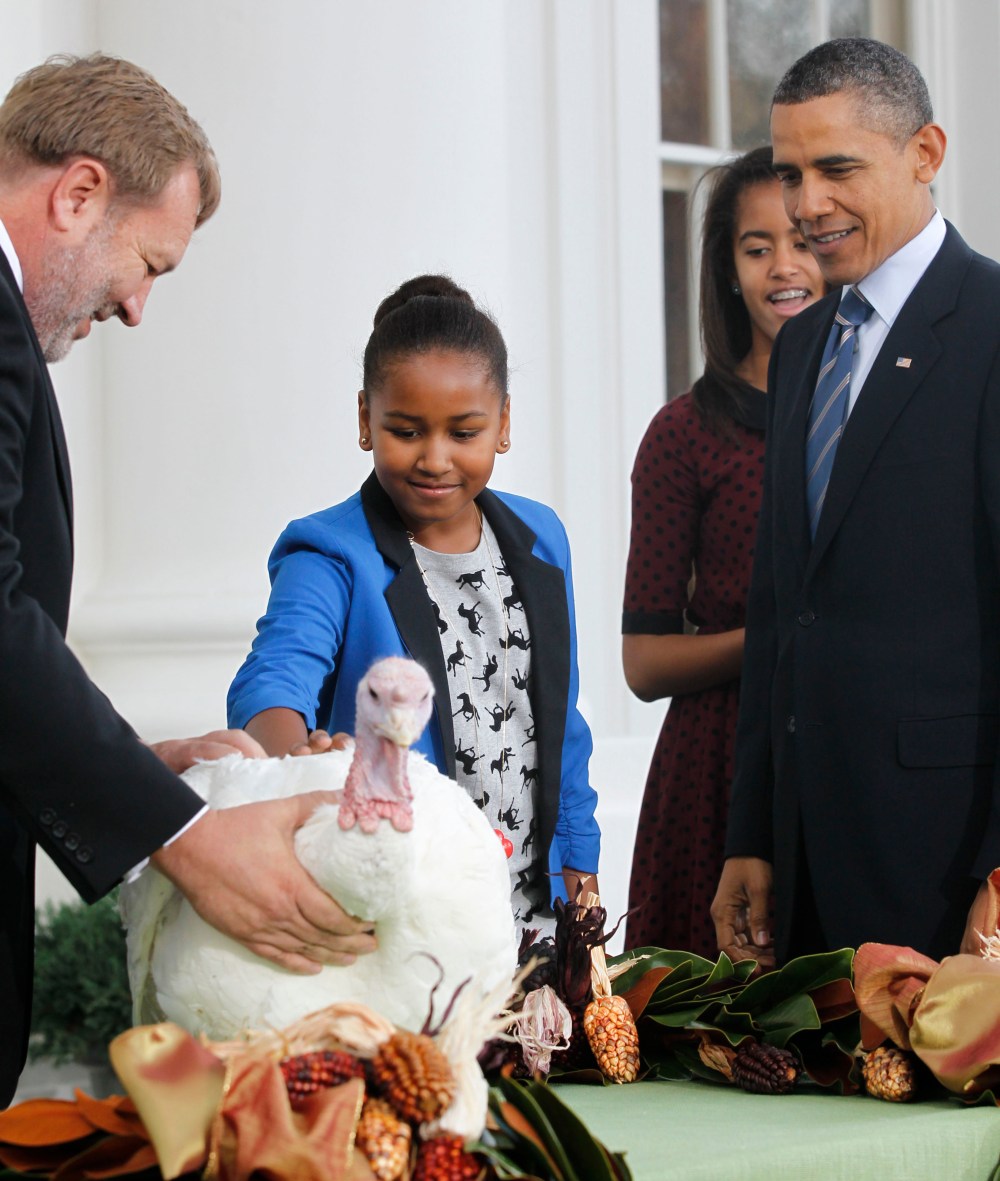 President Barack Obama, seen here pardoning last year's turkey, will do so again today.(AP Photo/Pablo Martinez Monsivais)