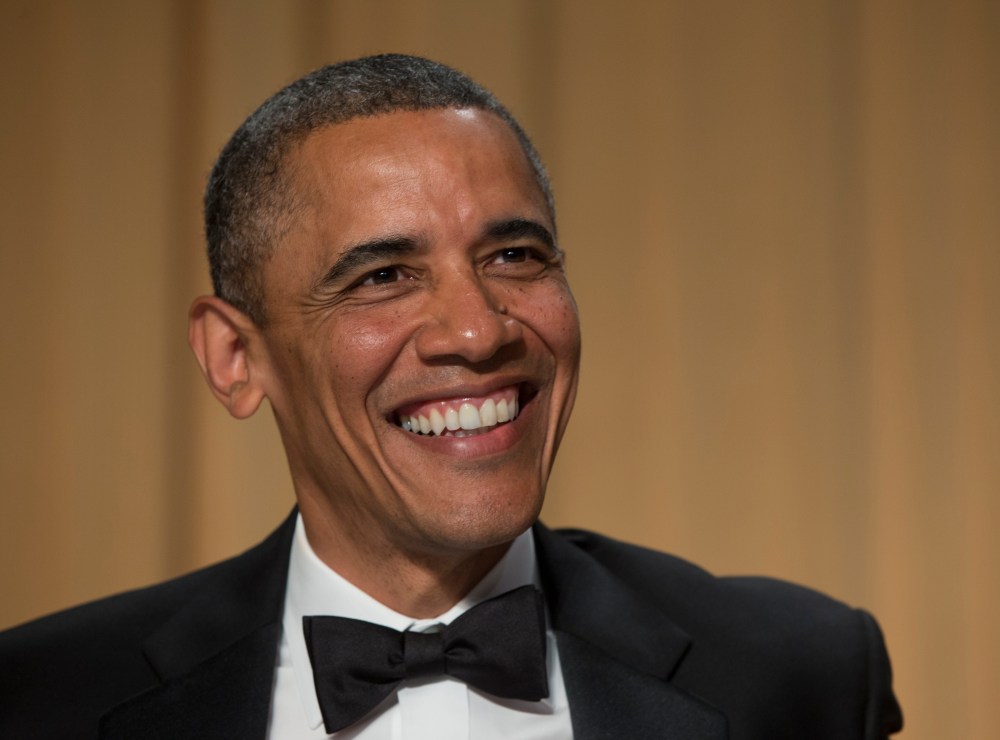 President Barack Obama and late-night television host and comedian Conan O'Brien attend the White House Correspondents' Association Dinner at the Washington Hilton Hotel, Saturday, April 27, 2013, in Washington.  (AP Photo/Carolyn Kaster)