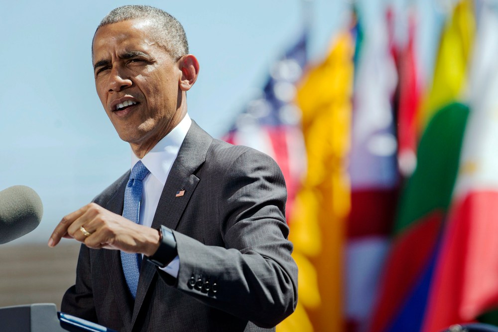 President Barack Obama delivers the commencement address at the 2016 class U.S. Air Force Academy, June 2, 2016, in Colorado Springs, Colo. (Photo by Pablo Martinez Monsivais/AP)