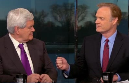 Newt Gingrich and Lawrence O'Donnell during an appearance of NBC's "Meet The Press" on Sunday (NBC)
