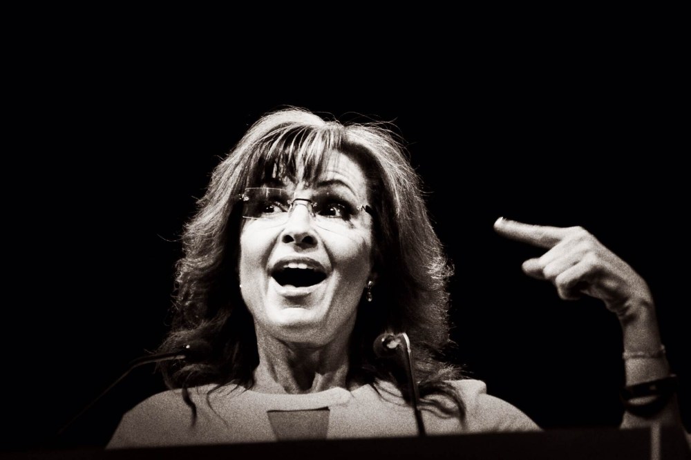 Sarah Palin speaks at the NRA Stand and Fight Rally at Lucas Oil Stadium in Indianapolis, Indiana, April 26, 2014.