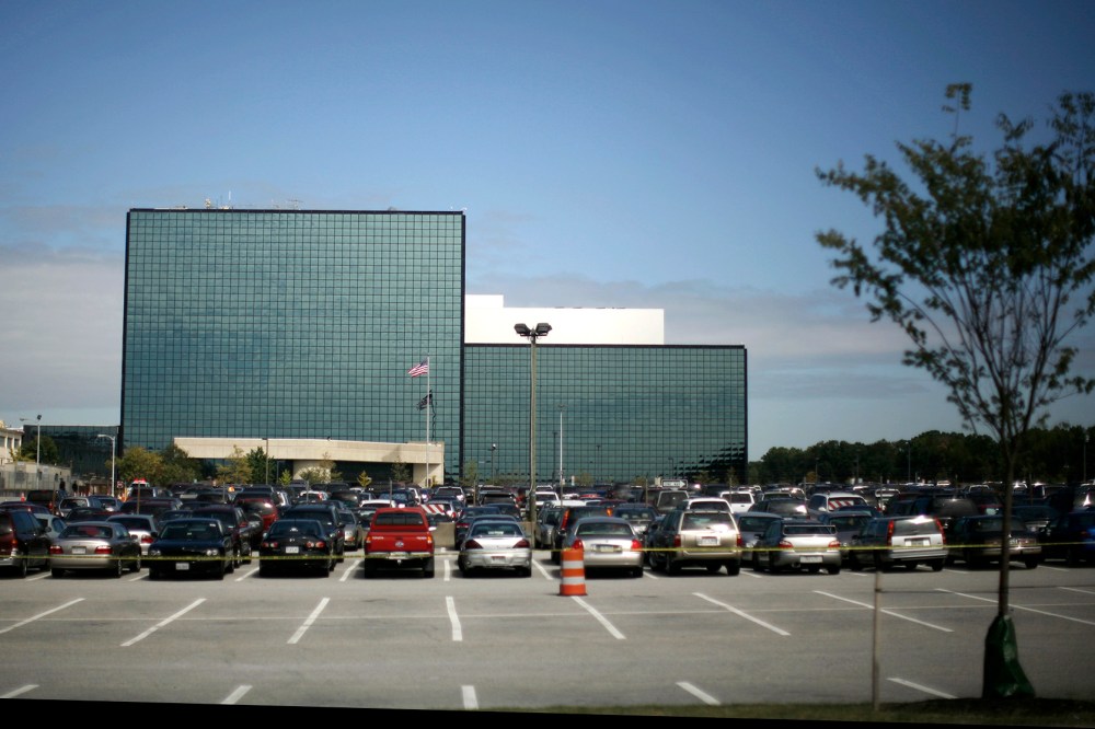 The National Security Agency building is shown in Fort Meade, Maryland.
