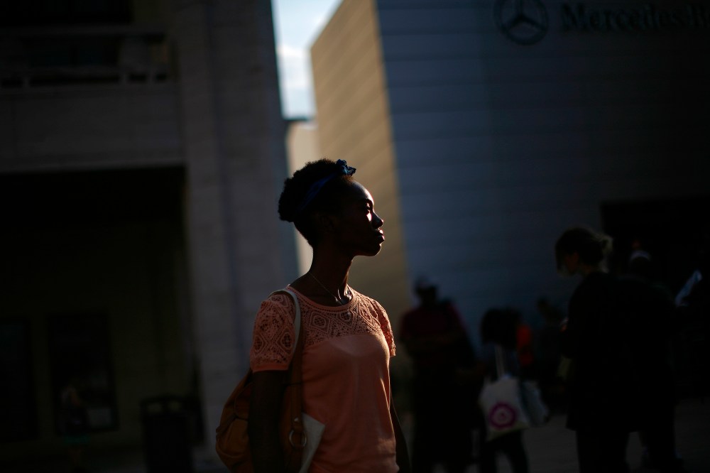 A woman attends New York Fashion Week