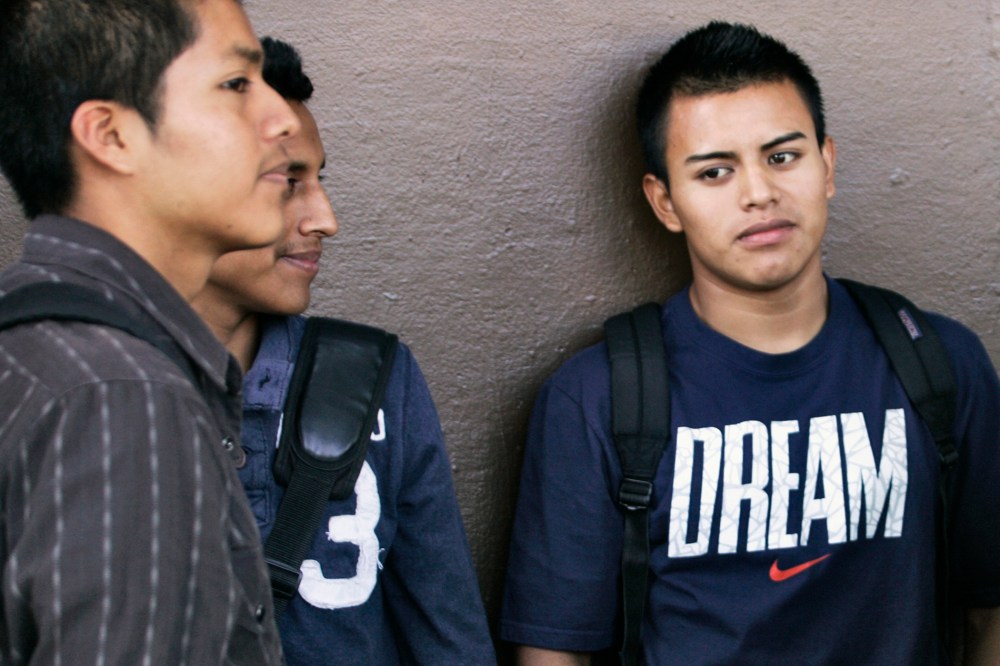 Students wait for assistance with their paperwork for the Deferred Action for Childhood Arrivals program (Photo by Jonathan Alcorn/Reuters)