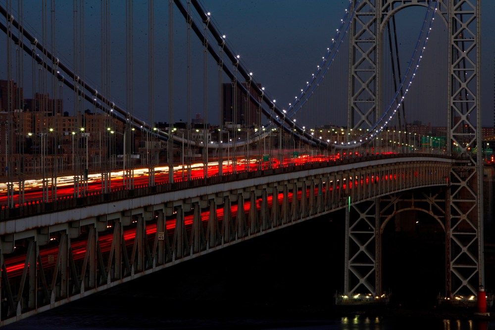 Vehicles are seen on the George Washington Bridge from Fort Lee