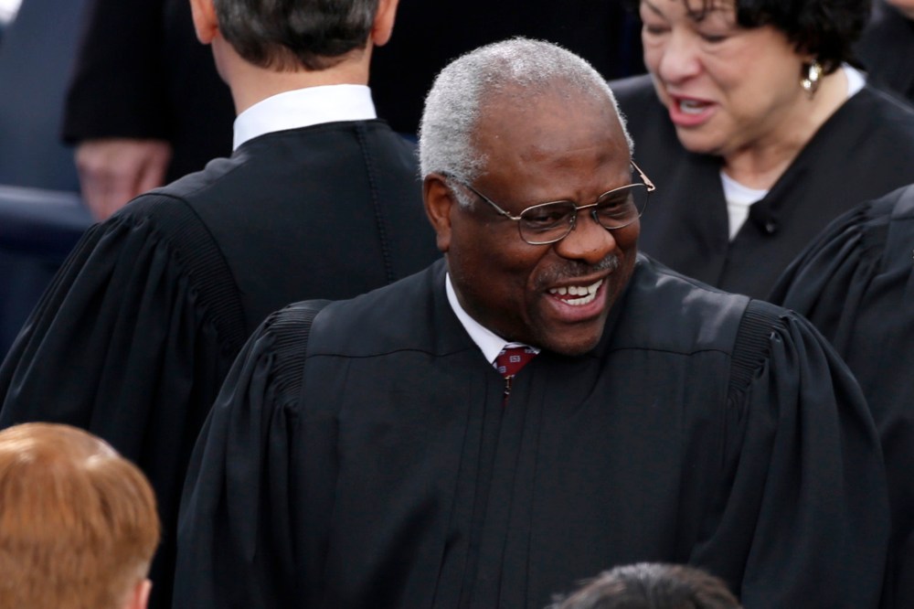 U.S. Supreme Court Justice Clarence Thomas arrives for inauguration ceremonies at the U.S. Capitol in Washington, Jan. 21, 2013.