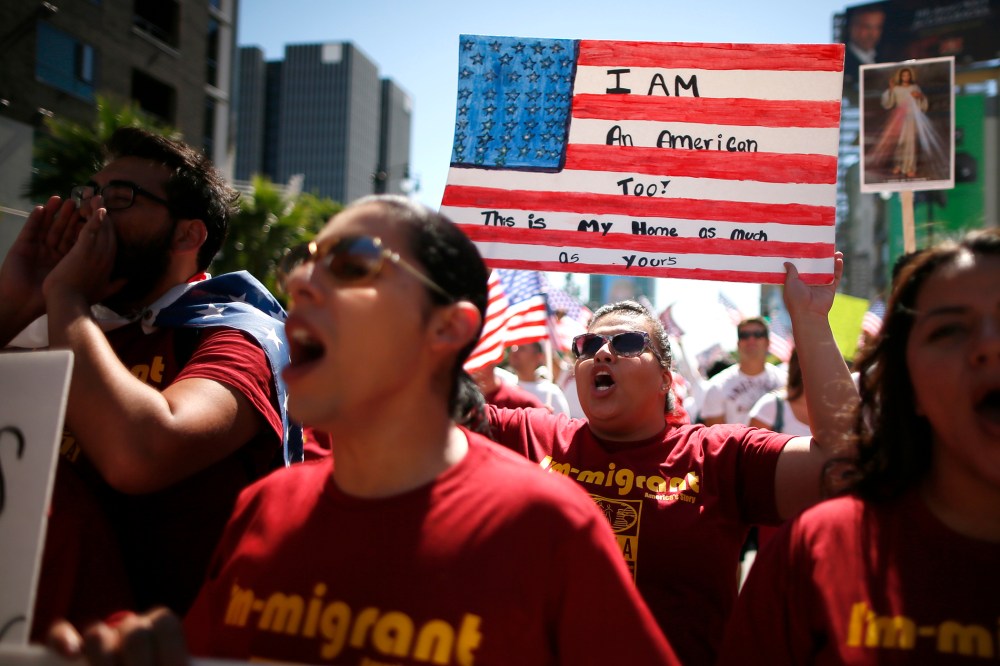 Protesters march to demand immigration reform in Hollywood, Los Angeles, Calif. on Oct. 5, 2013.