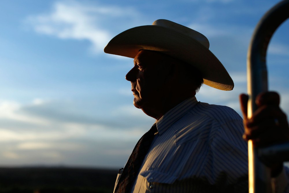 Rancher Bundy looks out over his ranch in Bunkerville, Nevada