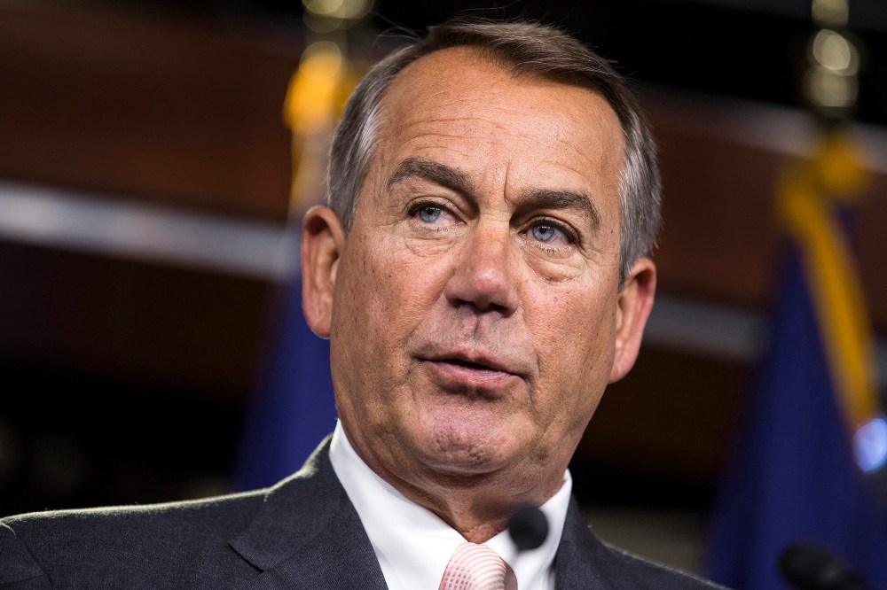 Speaker of the House John Boehner (R-OH) speaks to the media on Capitol Hill in Washington July 10, 2014.