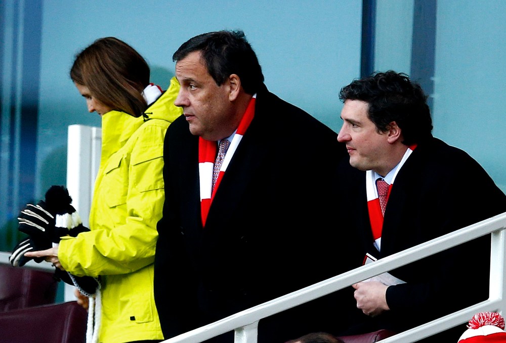 Governor of New Jersey Chris Christie attends Arsenal's English Premier League soccer match at the Emirates Stadium in London, Feb. 1, 2015. (Photo by Eddie Keogh/Reuters)
