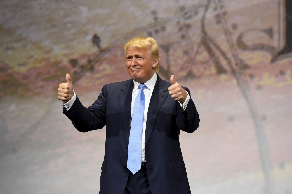Donald Trump speaks during the National Rifle Association's annual meeting in Nashville, Tenn. (Photo by Harrison McClary/Reuters).