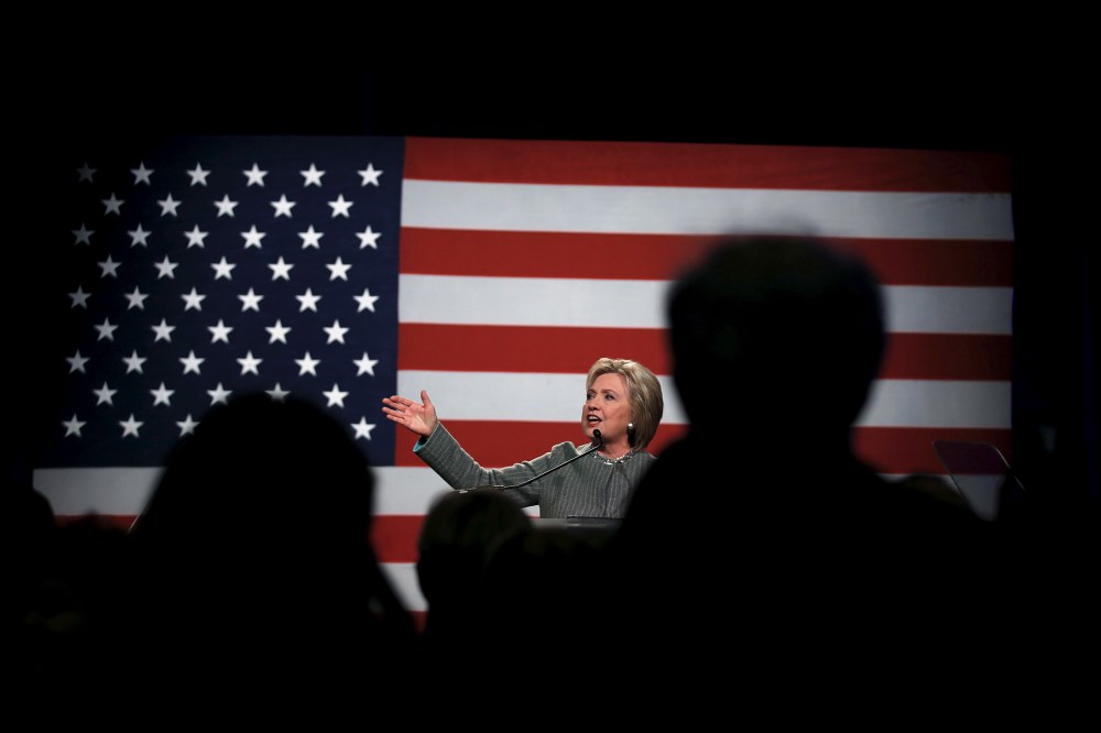 U.S. Democratic presidential candidate Hillary Clinton speaks at the Michigan Democratic Party meeting in Detroit, Mich., March 5, 2016. (Photo by Carlos Barria/Reuters)