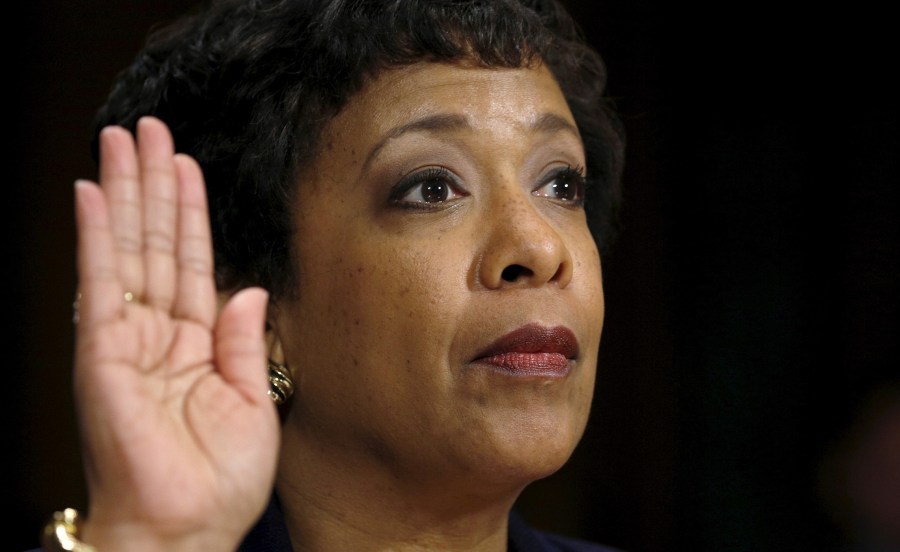 U.S. Attorney General Loretta Lynch is sworn in to testify during a Senate Judiciary Committee hearing on oversight of the Justice Department on Capitol Hill in Washington, March 9, 2016. (Photo by Kevin Lamarque/Reuters)