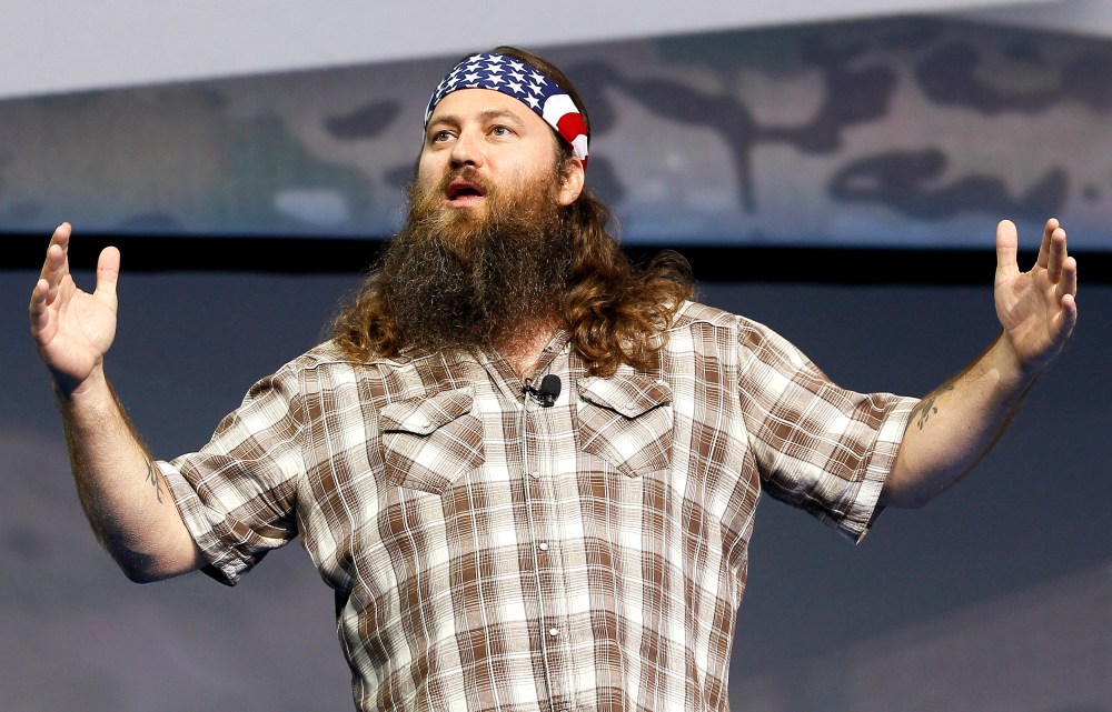 Willie Robertson of the reality television show "Duck Dynasty" speak at the Wal-Mart Stores, Inc. U.S. Associates meeting in Fayetteville