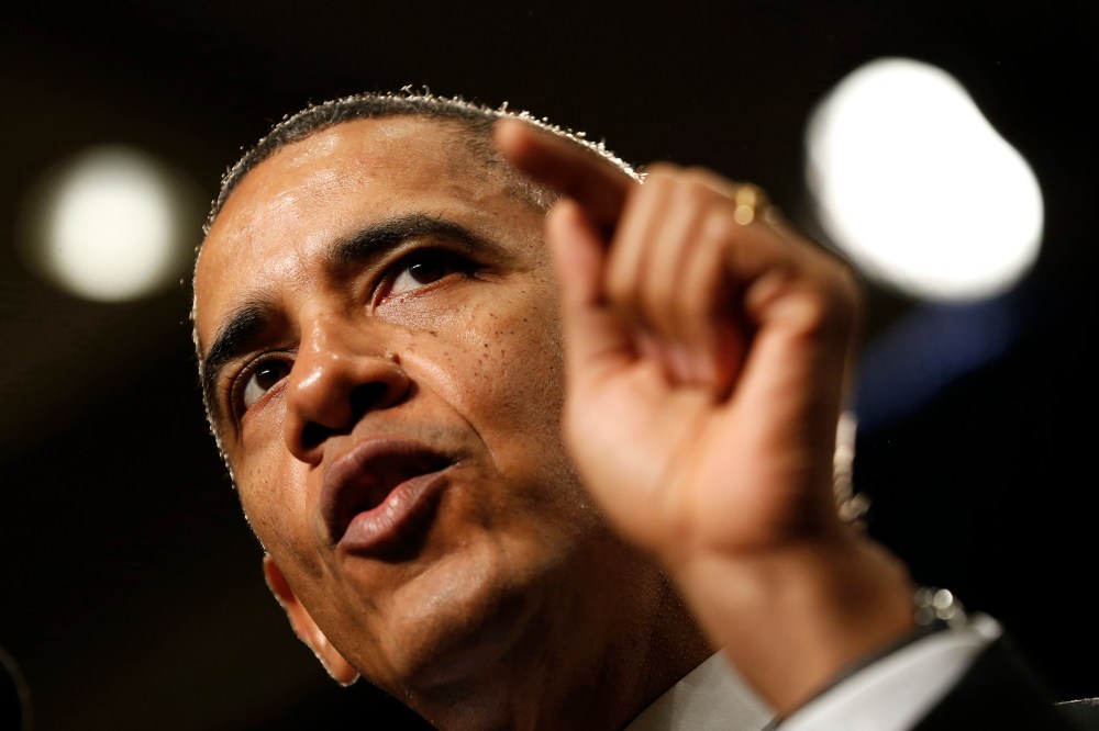 President Barack Obama speaks at the House Democratic Issues Conference, Feb. 14, 2014, in Cambridge, Md.