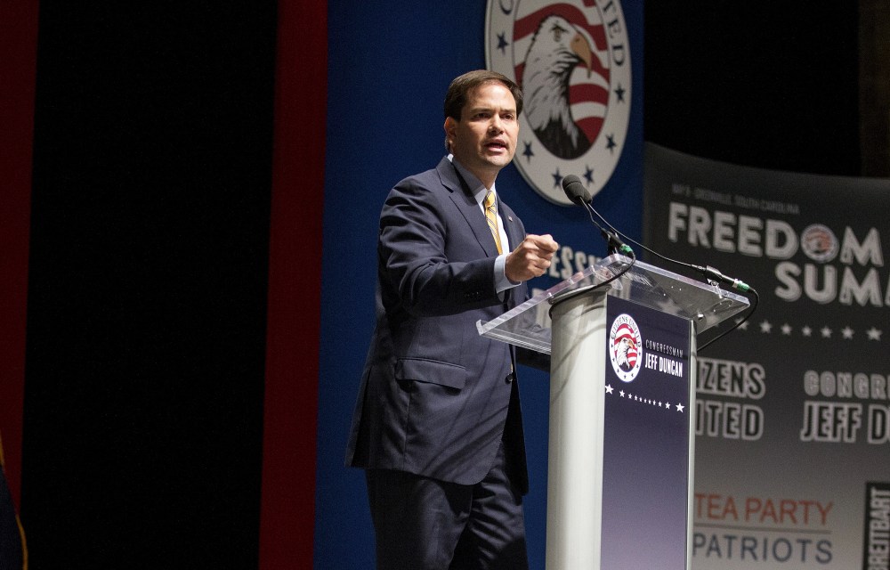 Republican presidential candidate Senator Marco Rubio (R-FL) speaks during the Freedom Summit in Greenville, S.C. May 9, 2015. (Photo by Chris Keane/Reuters)