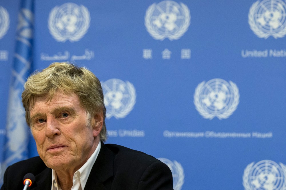 Actor and activist Robert Redford speaks during a news conference following his address to a high-level United Nations meeting on climate change at the United Nations headquarters in New York June 29, 2015. (Photo by Brendan McDermid/Reuters)