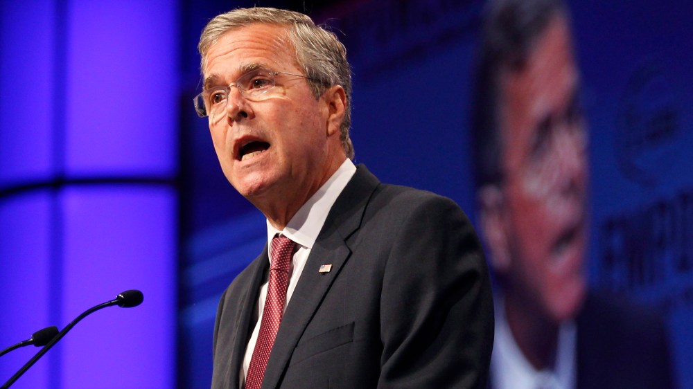 Republican presidential candidate and former Florida governor Jeb Bush speaks at the National Urban League's conference in Fort Lauderdale (Photo by Andrew Innerarity/Reuters).