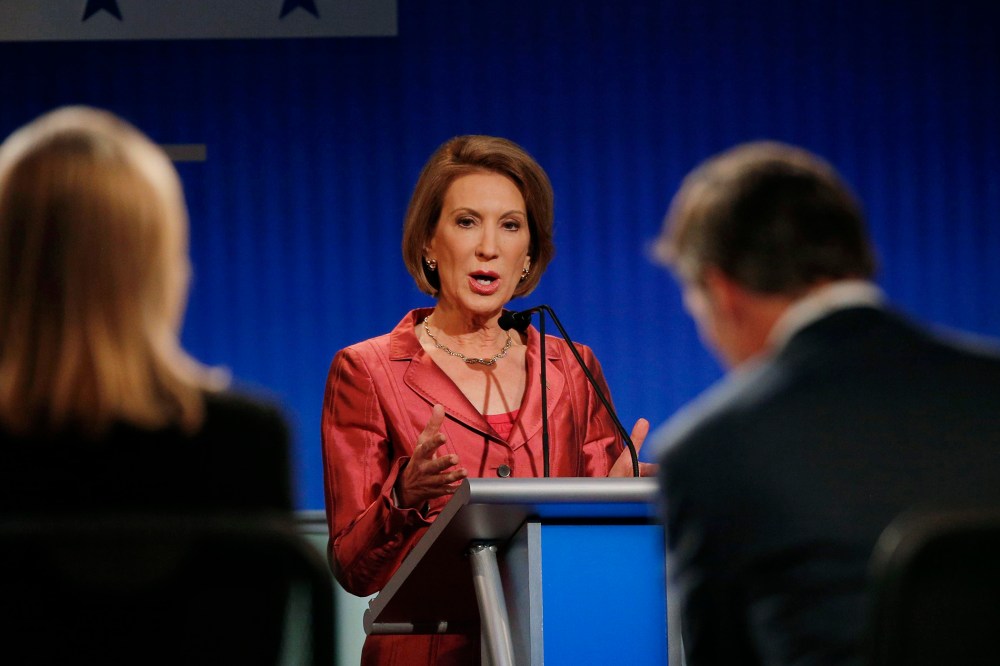 Republican presidential candidate and former Hewlett-Packard CEO Carly Fiorina responds to a question at a Fox-sponsored forum in Cleveland, Ohio, August 6, 2015. (Photo by Brian Snyder/Reuters)