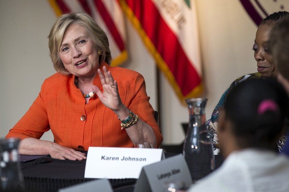 Democratic presidential candidate Hillary Clinton speaks at a Service Employees International Union roundtable on Home Care at Los Angeles Trade-Technical College in Los Angeles, Calif. on August 6, 2015. (Photo by Mario Anzuoni/Reuters)