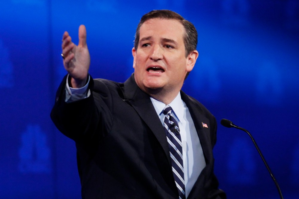 Republican U.S. presidential candidate U.S. Senator Ted Cruz speaks at the 2016 U.S. Republican presidential candidates debate held by CNBC in Boulder, Colo., Oct. 28, 2015. (Photo by Rick Wilking/Reuters)