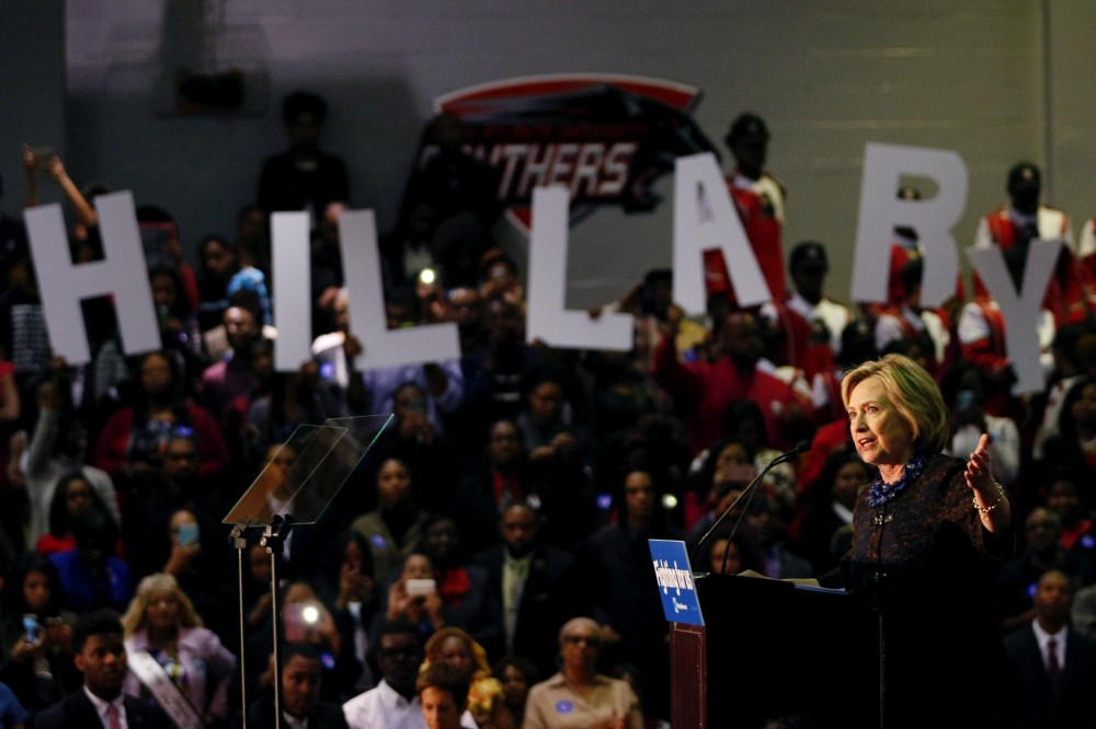 U.S. Democratic presidential candidate Hillary Clinton speaks at the "African Americans for Hillary" rally at Clark Atlanta University in Atlanta, Ga., Oct. 30 2015. (Photo by Tami Chappell/Reuters)