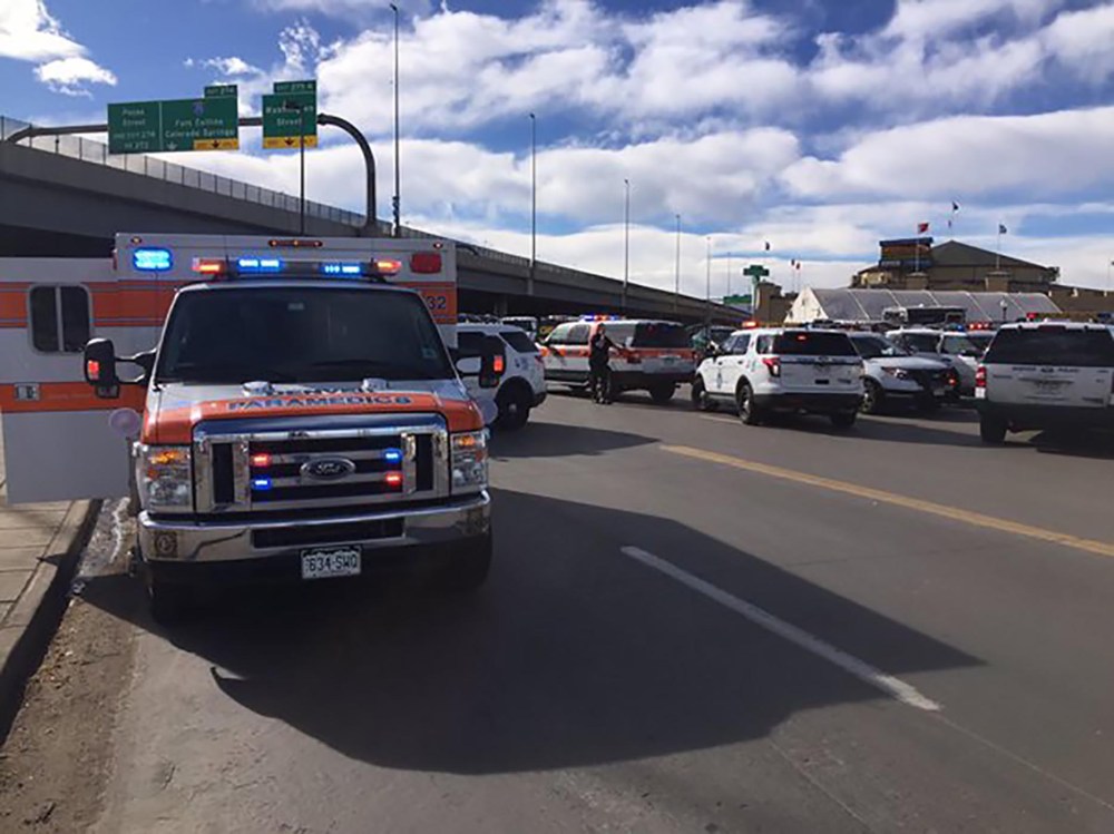 Emergency and police vehicles are seen outside the Denver Coliseum in this picture released by the Denver Police Department, in Denver, Colo., Jan. 30, 2016. (Photo by Denver Police Department/Handout/Reuters)