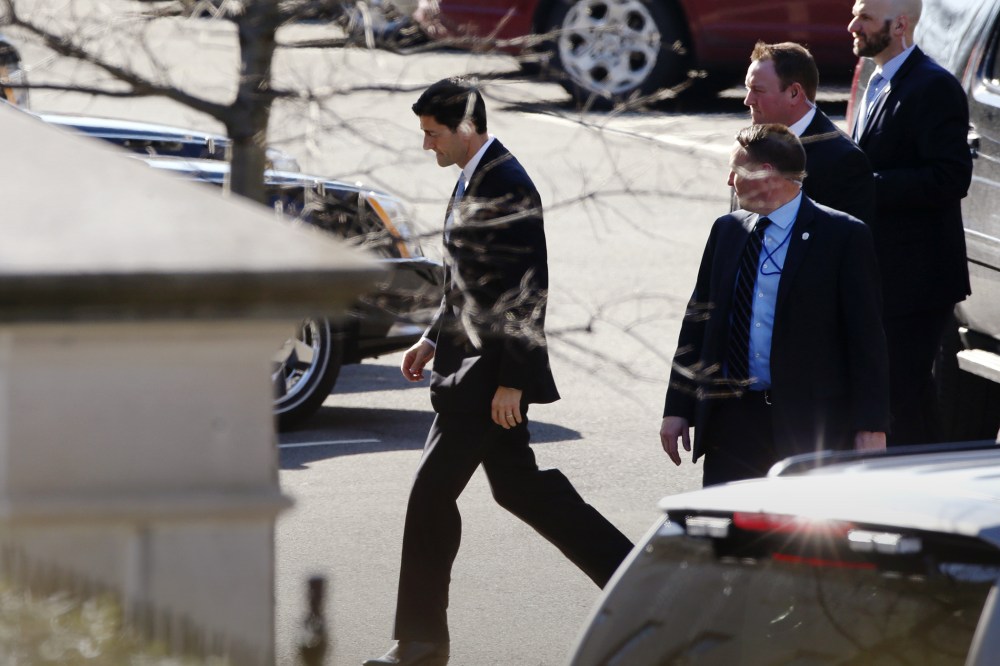 U.S. House Speaker Paul Ryan (R-WI) arrives to meet with President Barack Obama and Senate Majority Leader Mitch McConnell at the White House in Washington Feb. 2, 2016. (Photo by Jonathan Ernst/Reuters)
