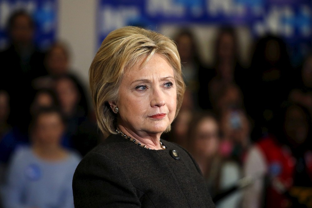 Democratic presidential candidate Hillary Clinton takes a question during a campaign rally at the Derry Boys and Girls Club in Derry, N.H., Feb. 3, 2016. (Photo by Adrees Latif/Reuters)