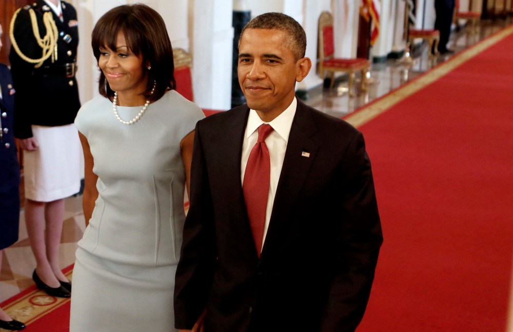 U.S. President Barack Obama and First Lady Michelle Obama at the White House in Washington on April 11, 2013.