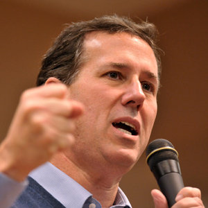 Rick Santorum speaking at a town hall meeting in Lady Lake, Florida on Monday.