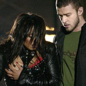 Janet Jackson and Justin Timberlake during the infamous 2004 Super Bowl halftime show in Houston.