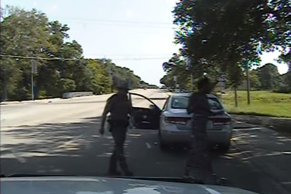 A still from a police dashcam video showing Sandra Bland's arrest. (Texas Department of Public Safety/YouTube)