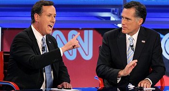 Romney slams Santorum for agreeing with him