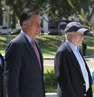 Mitt Romney and John McCain appeared in San Diego on Memorial Day