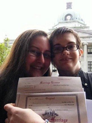 MaddowBlog reader Jess Parker and her partner last week, after receiving their marriage license.