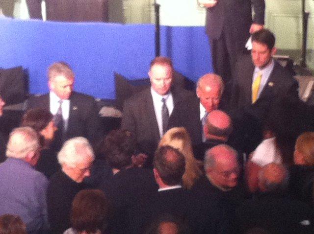 Vice President Joe Biden works the crowd after his speech in Exeter and before an exclusive interview with Ed Schultz.