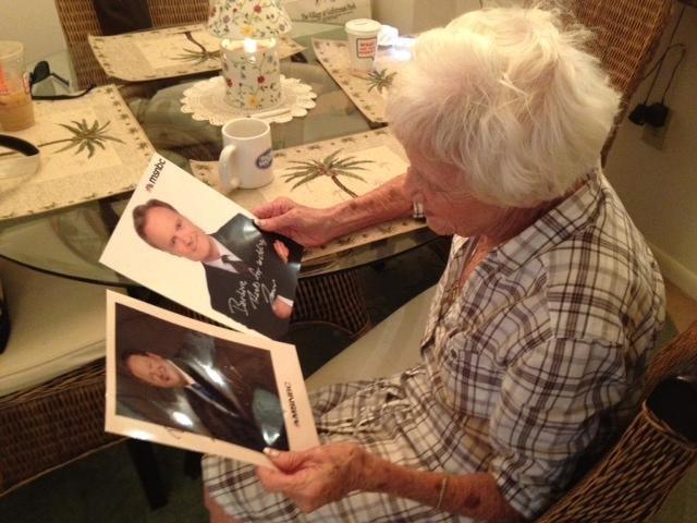 Grandmother, 89, sheds tears of joy at receiving autographed photos of Lawrence O'Donnell, Ed Schultz