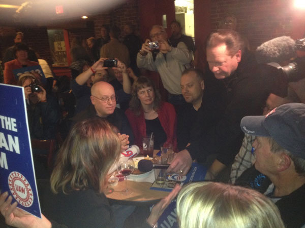 Ed interviews debate watching crowd during a break