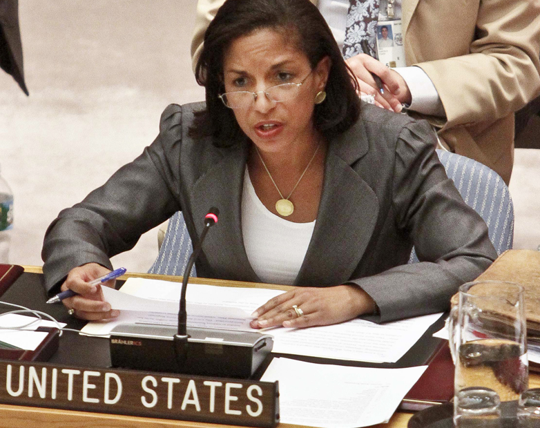 U.S. Ambassador Susan Rice speaks during a meeting on Syria in the United Nations Security Council, Aug. 30, 2012. (Photo by Bebeto Matthews/AP)