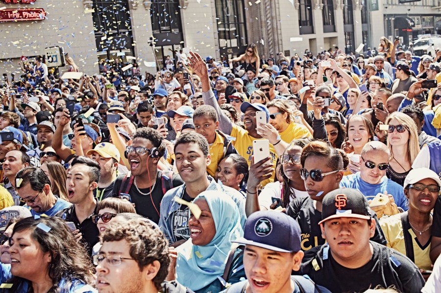 Golden State Warriors' victory parade down Broadway in Oakland, Calif. on June 19, 2015.