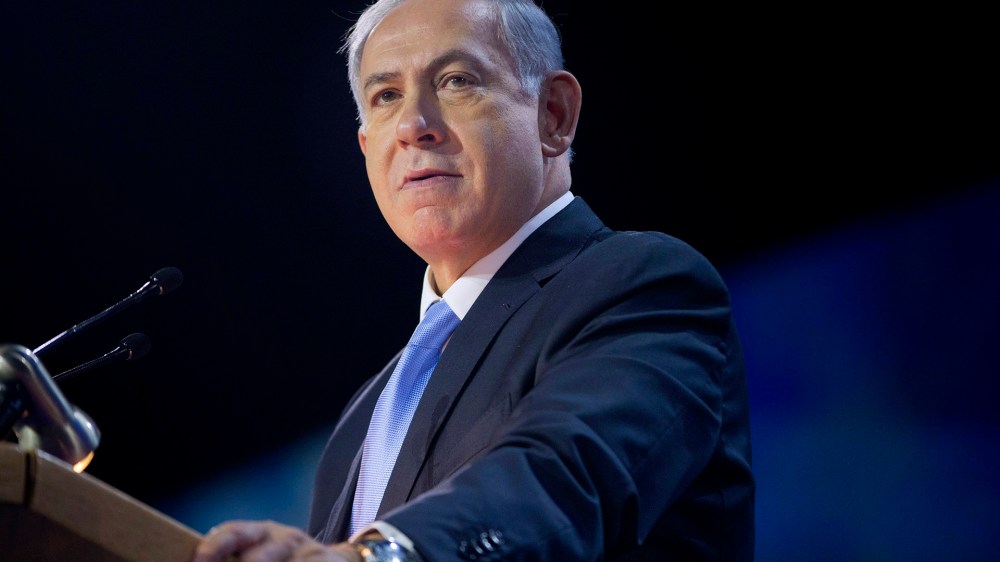Israeli Prime Minister Benjamin Netanyahu speaks at the American Israel Public Affairs Committee (AIPAC) Policy Conference in Washington, on March 2, 2015. (Photo by Pablo Martinez Monsivais/AP)