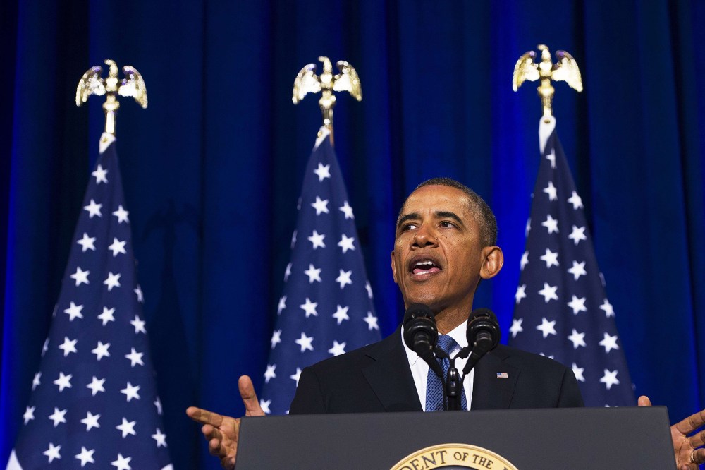 Obama speaks about NSA surveillance techniques, Jan. 17, 2014.